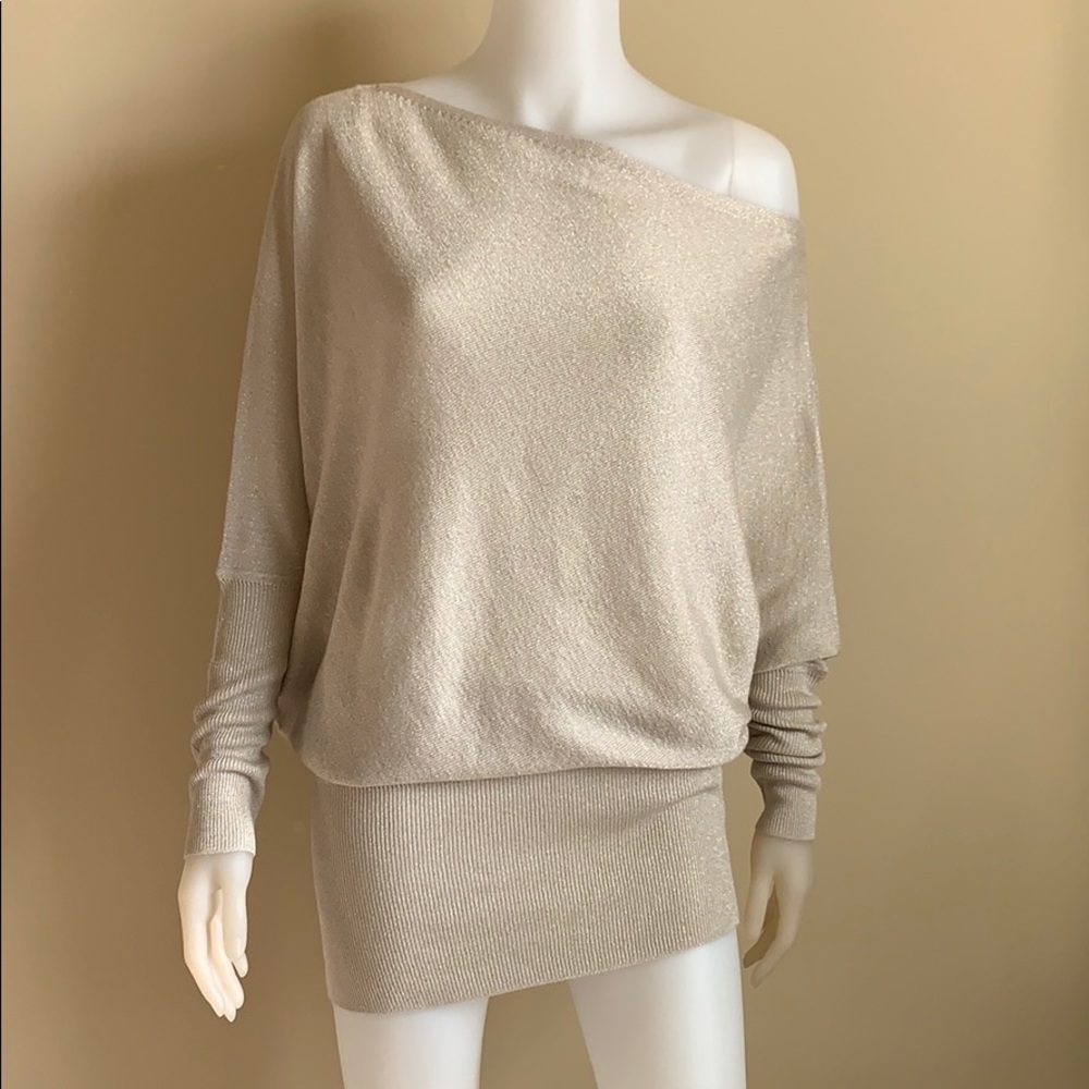 NWT ZARA Asymmetrical Gold Knit Sweater S